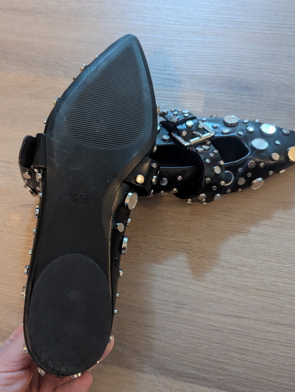 Zara Mirrored Leather Mary Jane Flat - Picture 6 of 7